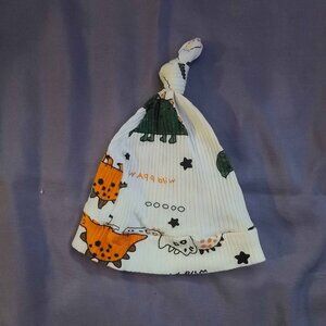 0-3 months Baby Boy Dinosaur print Knitted Romper + Pant + Hat Outfit set.